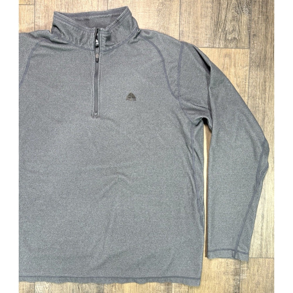 Y2K Nike ACG Shirt Mens Extra Large Gray Quarter Zip Pullover Waffle Long Sleeve - Picture 4 of 12